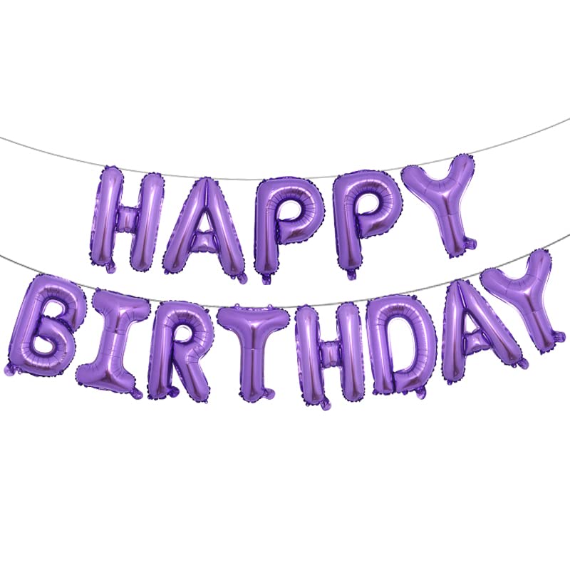 RUIANSI 16 inch Happy Birthday White Orange Green Blue Purple Decoration Balloons baby shower Letter Foil Ballons Birthday Party Decorations Foil Purple - Image 1