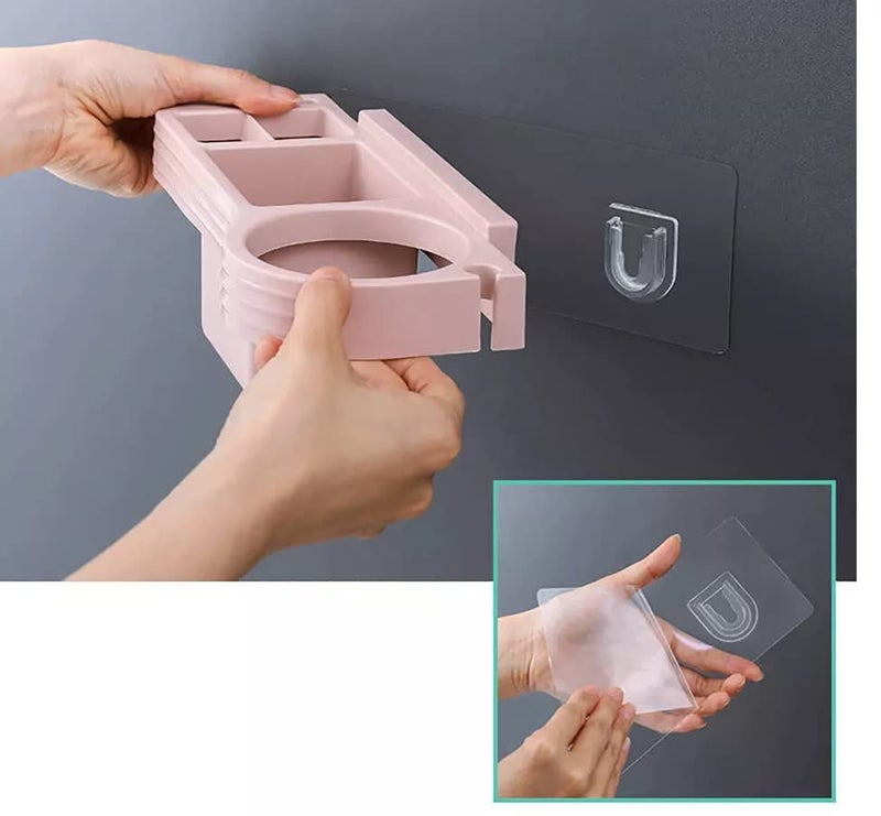 ZURATO Durable Plastic Wall Mounted Hair Care Tools Holder for Blow Dryer, Straightener, dryer storage rack, Adhesive Hair Dryer Holder, Hair Care Tools Organizer(No Drilling, Multicolor, Large) - Image 3
