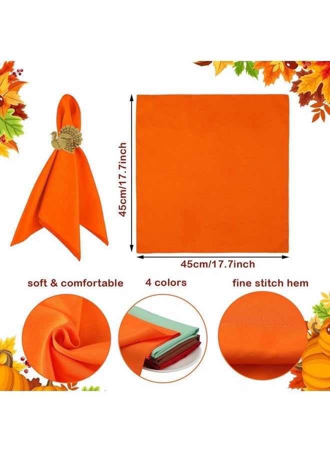 eBoot 16 Pcs Fall Thanksgiving Napkin Ring Set 8 Pcs Napkin Rings And 8 Pcs Washable Thanksgiving Dinner Napkins For Fall Party Holiday Kitchen Table Decoration For Autumn Party Supplies Decor (Turkey)  - Image 4