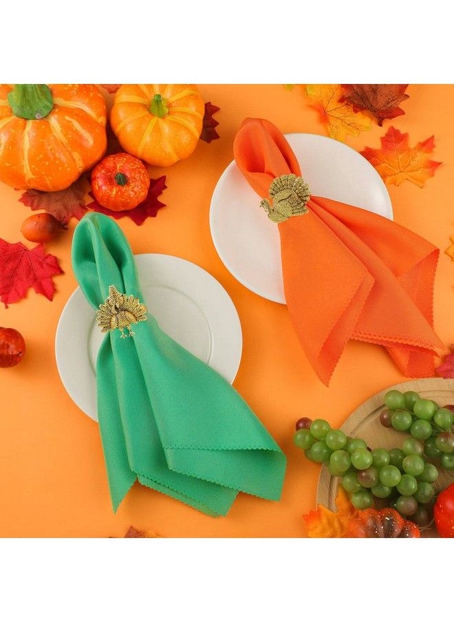 eBoot 16 Pcs Fall Thanksgiving Napkin Ring Set 8 Pcs Napkin Rings And 8 Pcs Washable Thanksgiving Dinner Napkins For Fall Party Holiday Kitchen Table Decoration For Autumn Party Supplies Decor (Turkey)  - Image 5
