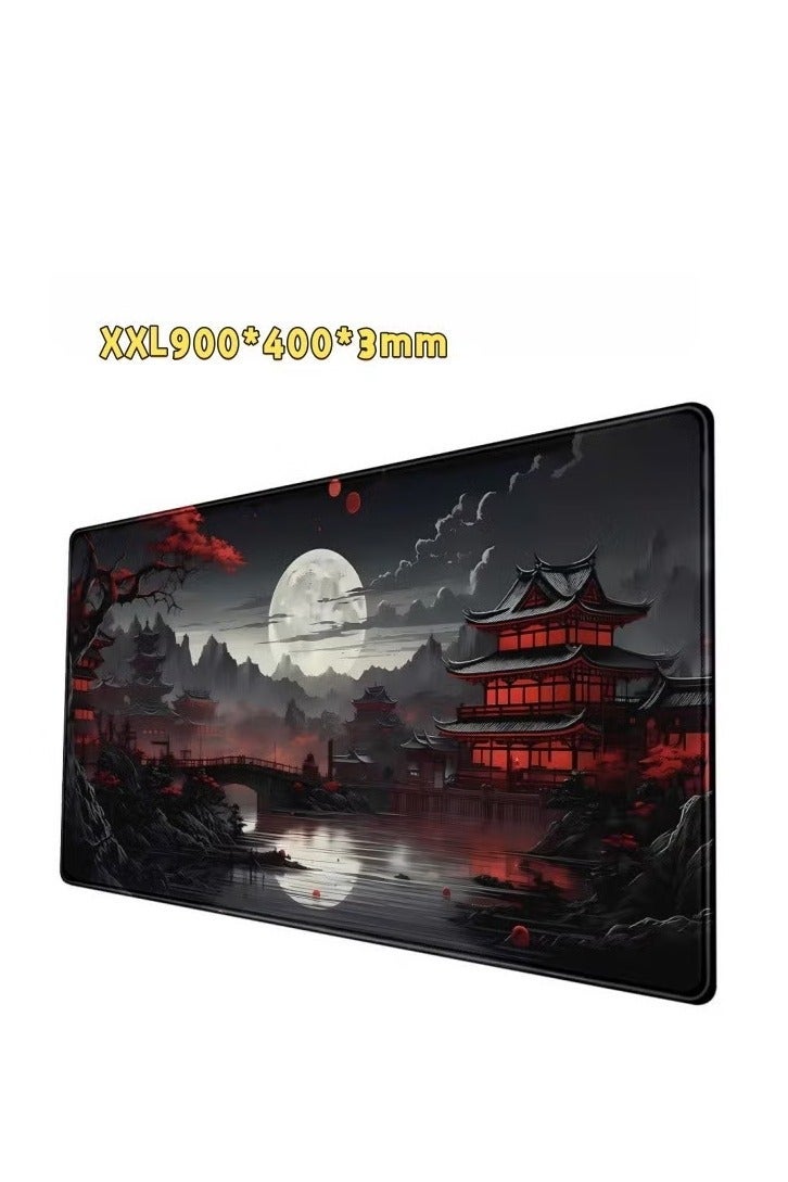 الباندا العملاقة لوحة ماوس ألعاب كبيرة 900 × 400 × 3 مم، حصيرة مكتب كبيرة للوحة المفاتيح وديكور المكتب - قمر كامل - Image 2