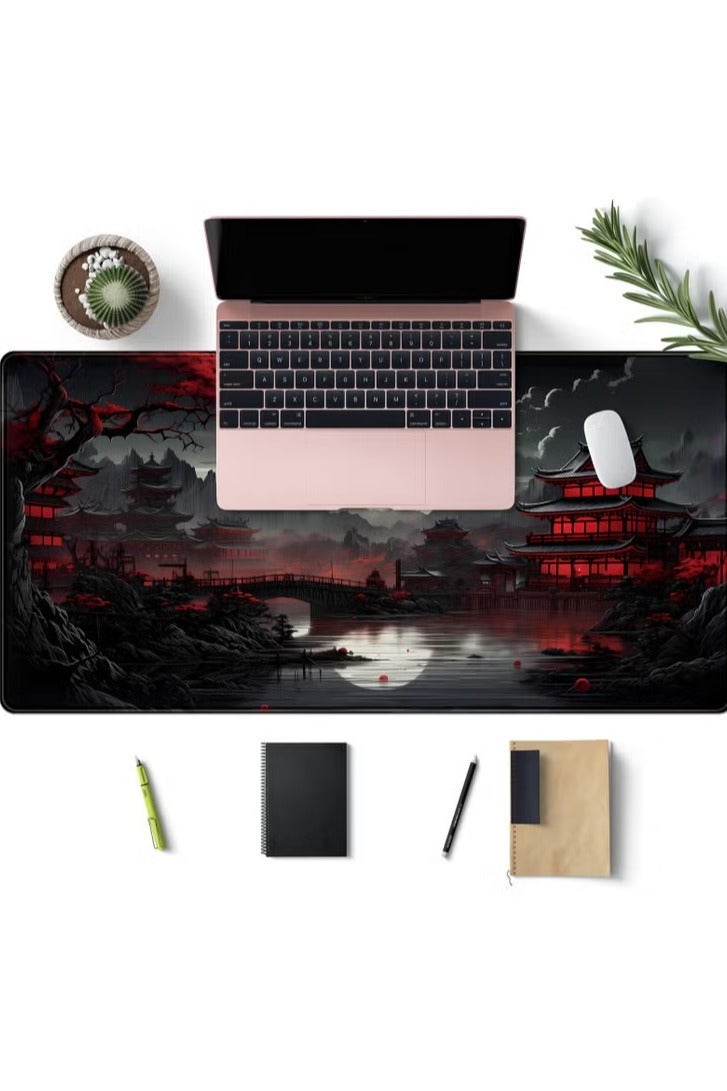 الباندا العملاقة لوحة ماوس ألعاب كبيرة 900 × 400 × 3 مم، حصيرة مكتب كبيرة للوحة المفاتيح وديكور المكتب - قمر كامل - Image 4