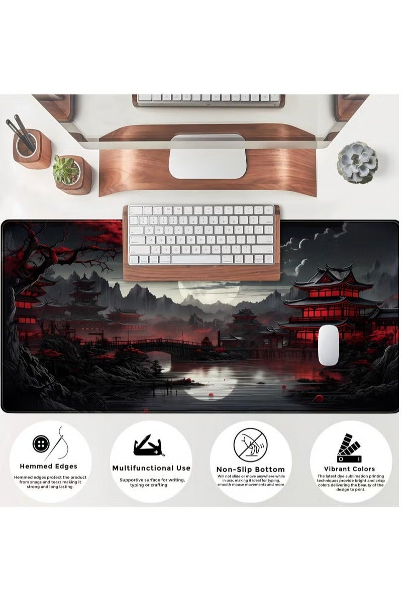 الباندا العملاقة لوحة ماوس ألعاب كبيرة 900 × 400 × 3 مم، حصيرة مكتب كبيرة للوحة المفاتيح وديكور المكتب - قمر كامل - Image 3