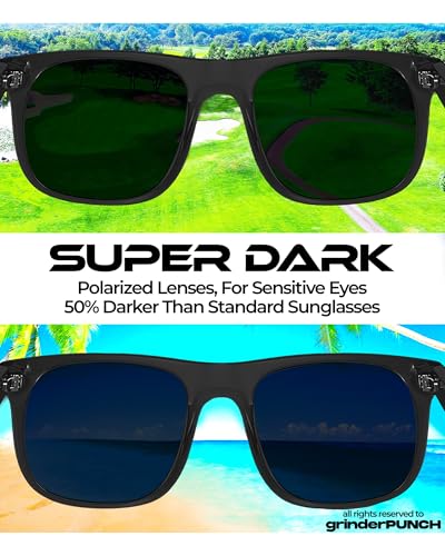 grinderPUNCH XL Polarized Oversized Sunglasses | Lightweight Men's Big Wide Head UV Protection for Sports, Driving, Fishing | Large Face Fit (Matte) - Image 4