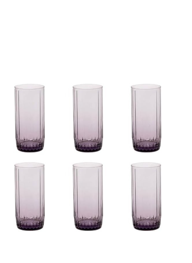 Pasabahce Large Juice and Water Cups Set of 6 – Leia Hi Ball-Purple- 310ml - Image 1