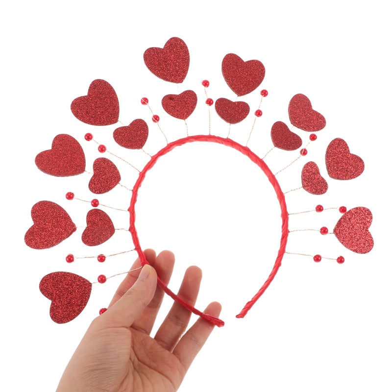Heart Headband Valentine Headbands for Women Glitter Heart Valentines Day Birthday Decoration Cosplay Party Hair Hoop Headpiece Hairband Accessories - Image 2