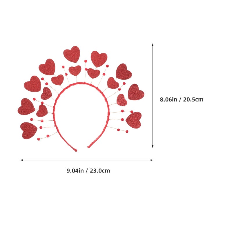 Heart Headband Valentine Headbands for Women Glitter Heart Valentines Day Birthday Decoration Cosplay Party Hair Hoop Headpiece Hairband Accessories - Image 4