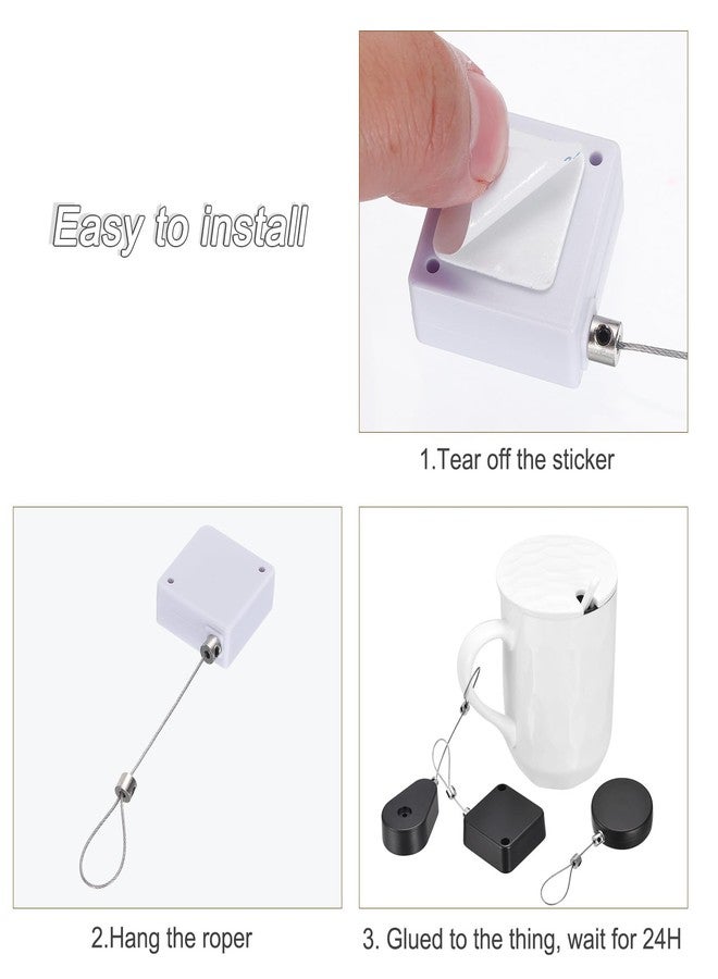 ميكسينيتي قفل كابل قابل للسحب من ميكانكسيتي مع لاصق مزدوج الجوانب وقفل أمان للتحكم عن بعد بطيء للتلفزيون، ومشغل أقراص DVD، وصالة العرض، وجهاز التحكم عن بعد، 600 جرام، مجموعة من 4 قطع باللون الأبيض - Image 5