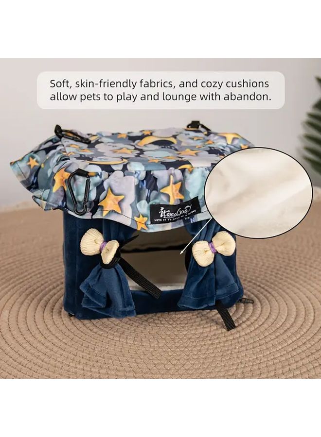Starry Sky Blue Small Pet House Cozy Hamster Hideout Rabbit Hedgehog Bearded Dragon Nest - Image 4