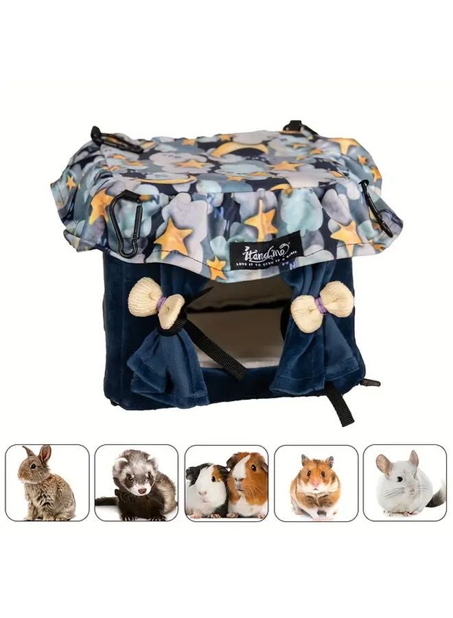Starry Sky Blue Small Pet House Cozy Hamster Hideout Rabbit Hedgehog Bearded Dragon Nest - Image 2