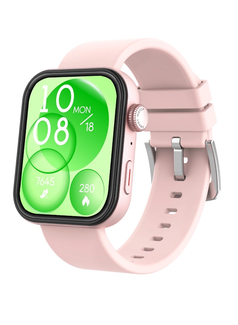 AROAQ JS Fit 3 Smart Watch, 1.80 Inch Full Touch Screen Smart Sports Watch, Al Intelligent Voice Fitness Tracker Watch, Heath Monitoring Smart Wrist Watch With 100 Plus Sports Modes, (Pink) - Image 1