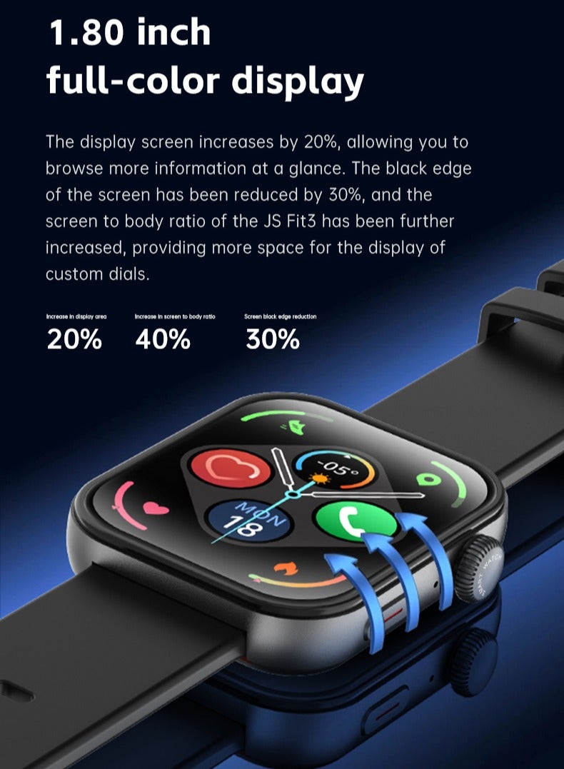 AROAQ JS Fit 3 Smart Watch, 1.80 Inch Full Touch Screen Smart Sports Watch, Al Intelligent Voice Fitness Tracker Watch, Heath Monitoring Smart Wrist Watch With 100 Plus Sports Modes, (Pink) - Image 2