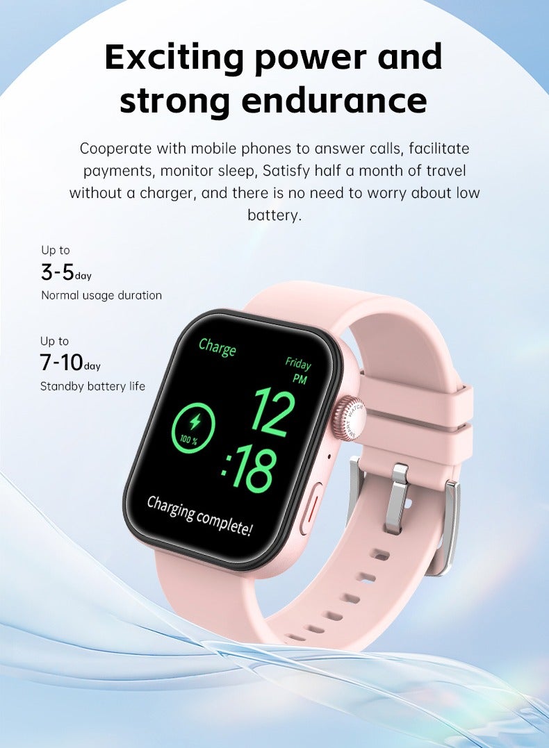 AROAQ JS Fit 3 Smart Watch, 1.80 Inch Full Touch Screen Smart Sports Watch, Al Intelligent Voice Fitness Tracker Watch, Heath Monitoring Smart Wrist Watch With 100 Plus Sports Modes, (Pink) - Image 5