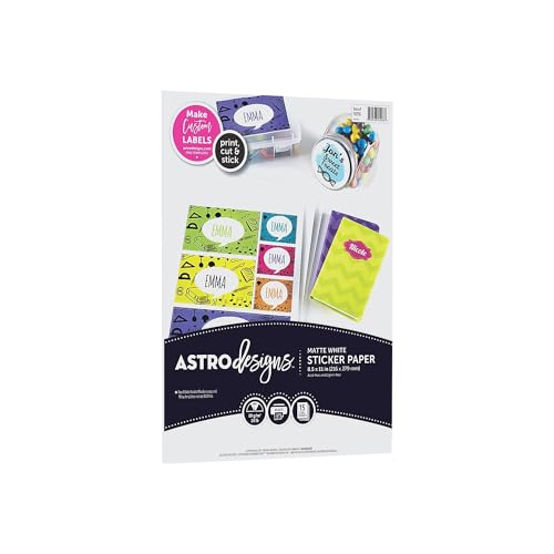 Astrobrights Astrodesigns Sticker Paper, 8.5"x11", 24lb/89gsm, White, 15 Sheets (91296-02) - Image 1