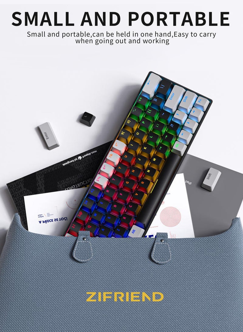 زيجفريند لوحة مفاتيح ألعاب سلكية 60%، لوحة مفاتيح ألعاب غشائية صغيرة بإضاءة خلفية RGB 20، فائقة الصغر، مقاومة للماء، مناسبة لأجهزة الكمبيوتر/الماك/اللاب توب/ويندوز، سهلة الحمل في رحلات العمل، لون أبيض وأسود - Image 2