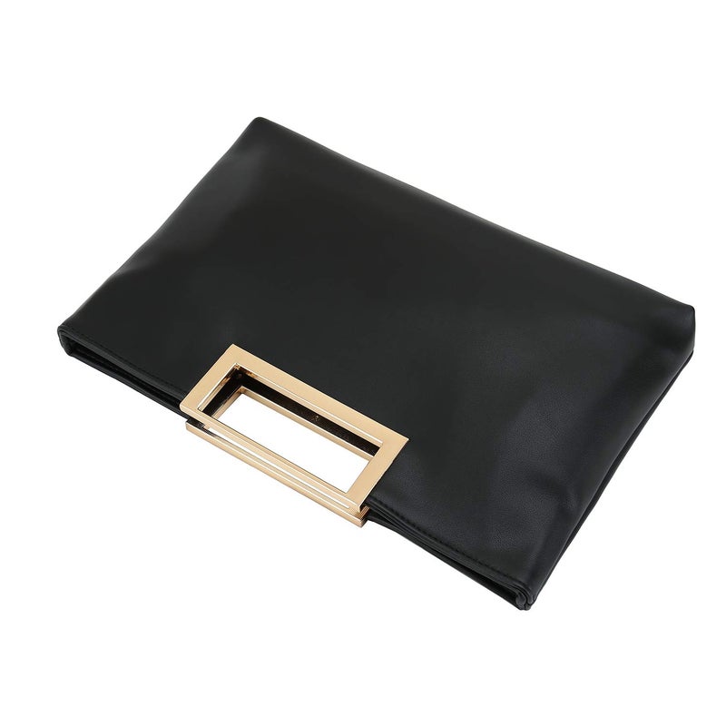 CHARMING TAILOR Fashion PU Leather Handbag Stylish Women Convertible Clutch Purse (Black) - Image 3