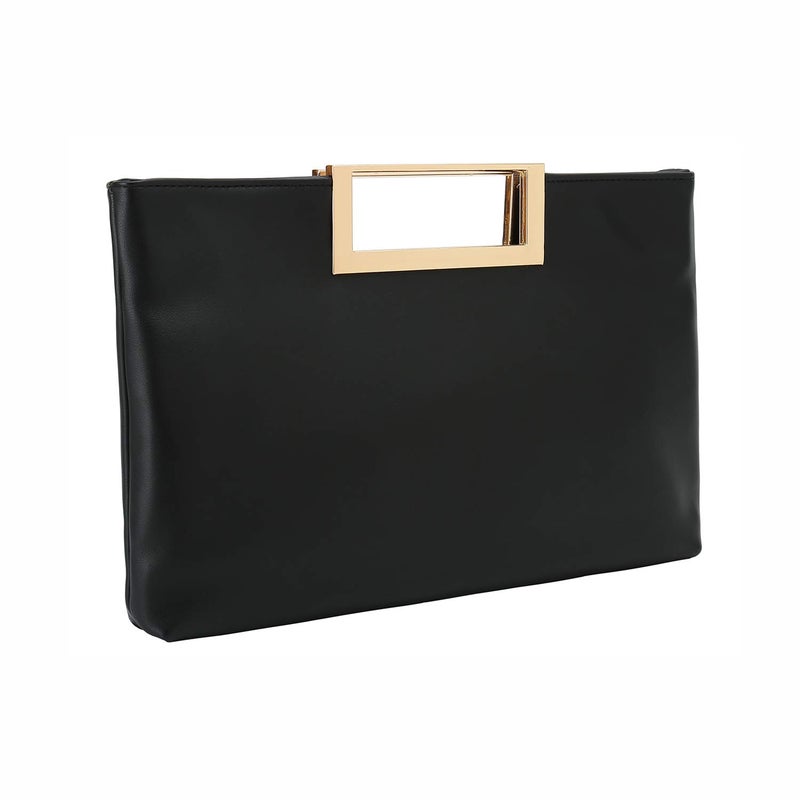 CHARMING TAILOR Fashion PU Leather Handbag Stylish Women Convertible Clutch Purse (Black) - Image 2