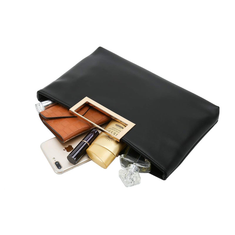 CHARMING TAILOR Fashion PU Leather Handbag Stylish Women Convertible Clutch Purse (Black) - Image 5