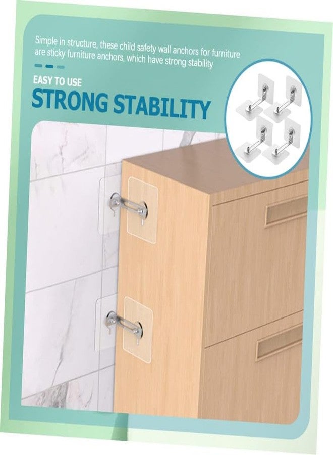 DEVMIT MALL Adhesive Furniture Wall Anchors No Drill Anti Tip Furniture Straps Kit Secure Bookcase Dresser Shelf Cabinet to Wall for Child Safety (4 Pcs) - Image 3