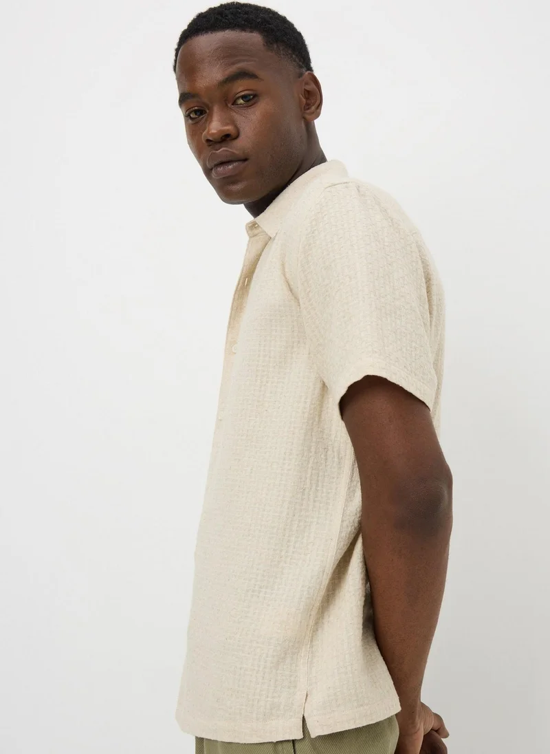 Matalan Ecru Textured Linen Blend Shirt