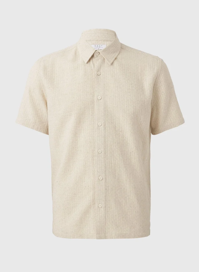 Matalan Ecru Textured Linen Blend Shirt