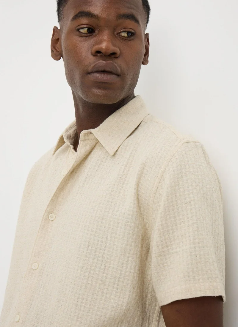 Matalan Ecru Textured Linen Blend Shirt