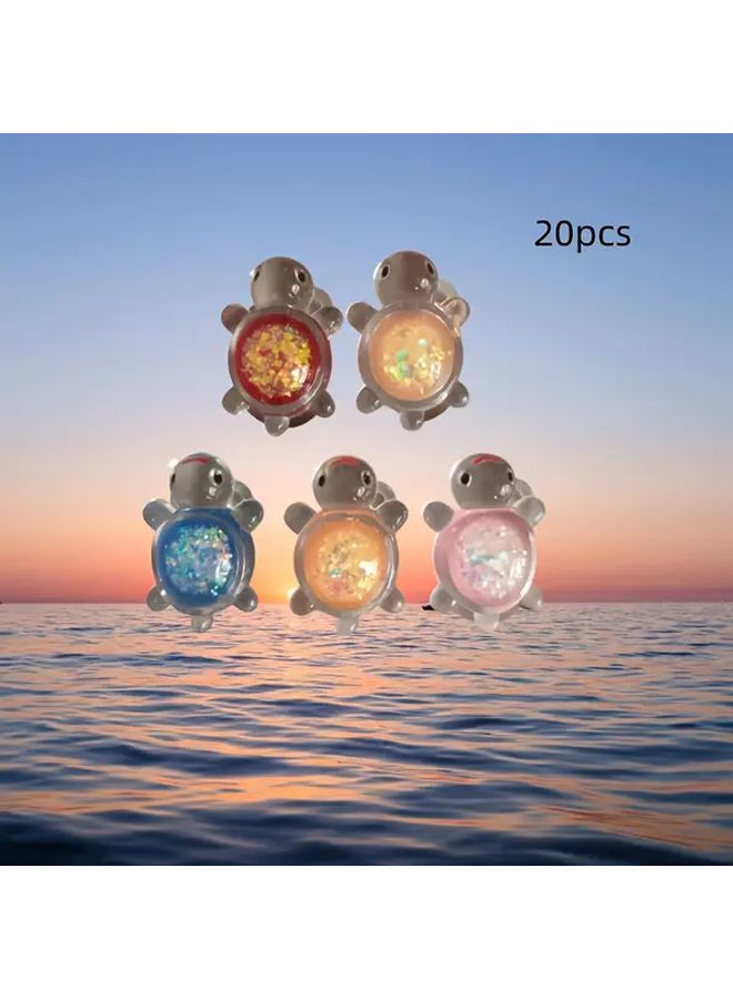 20 قطعة من أقراص السلاحف المتوهجة في الظلام بألوان عشوائية مختلطة، إكسسوارات أكريليك للدي آي واي - Image 1