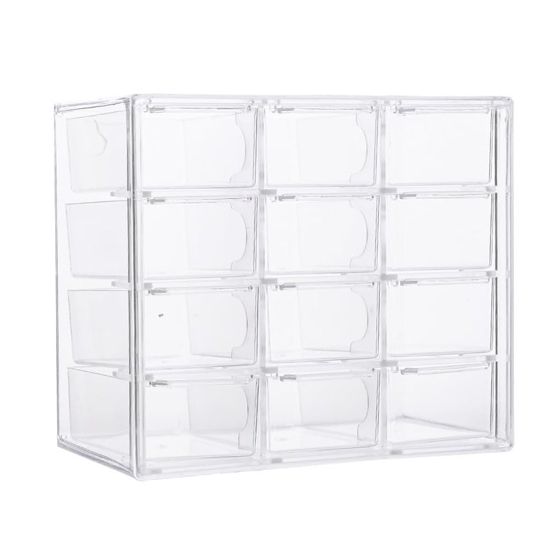PIPITREE Acrylic Drawer Organizer, Clear Desk Organizer with Drawer, Plastic Stackable Storage Drawers with 12 Drawers, Dustproof Makeup Organizers for Makeup, Jewelry, Pens, Craft, Office Supplies - Image 1