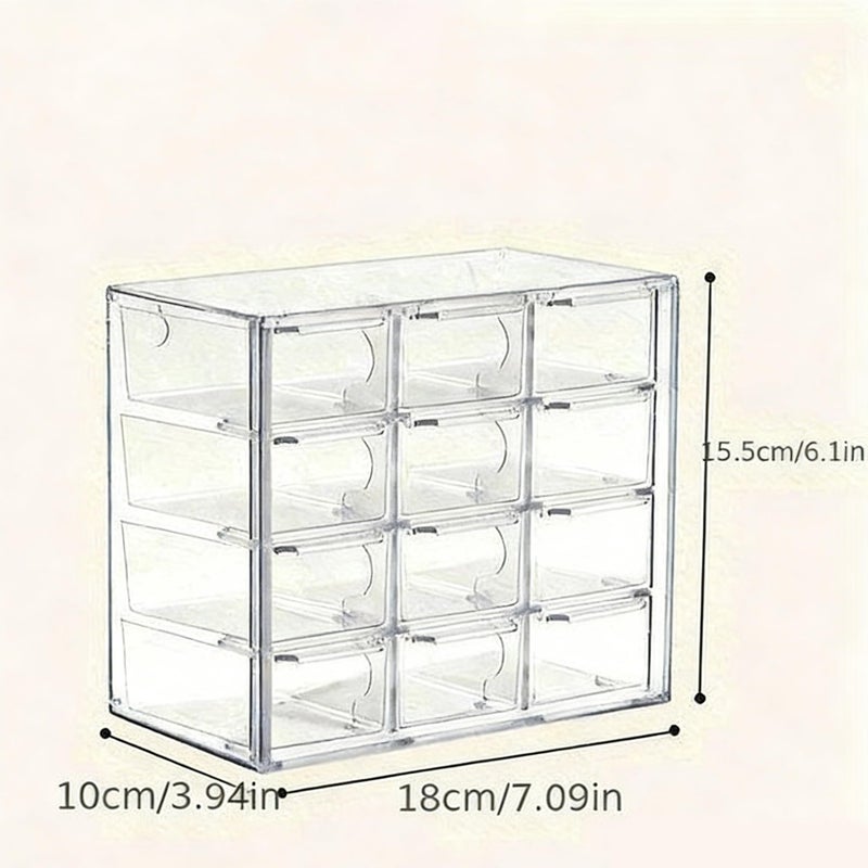PIPITREE Acrylic Drawer Organizer, Clear Desk Organizer with Drawer, Plastic Stackable Storage Drawers with 12 Drawers, Dustproof Makeup Organizers for Makeup, Jewelry, Pens, Craft, Office Supplies - Image 4