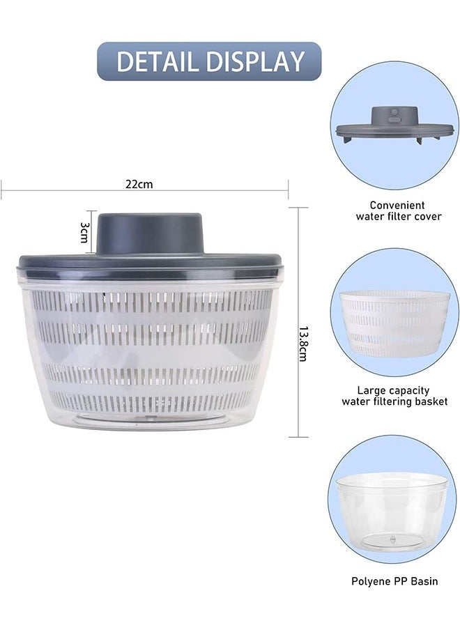 Arabest Electric Salad Spinner, Automatic Salad Rotator, Rechargeable Lettuce Spinner, Quick Drying Vegetable Fruit Lettuce Dryer Spinner, 4L, With Bpa Free Bowl (Grey)  - Image 4