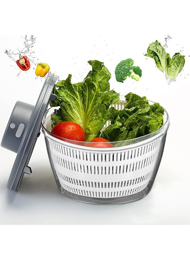 Arabest Electric Salad Spinner, Automatic Salad Rotator, Rechargeable Lettuce Spinner, Quick Drying Vegetable Fruit Lettuce Dryer Spinner, 4L, With Bpa Free Bowl (Grey)  - Image 1