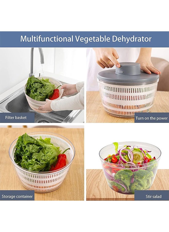 Arabest Electric Salad Spinner, Automatic Salad Rotator, Rechargeable Lettuce Spinner, Quick Drying Vegetable Fruit Lettuce Dryer Spinner, 4L, With Bpa Free Bowl (Grey)  - Image 5