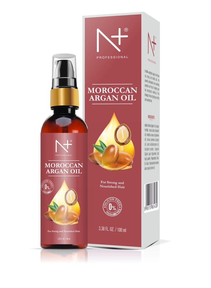 N Plus Professional Moroccan Argan Oil, For Strong and Nourished Hair, Silicon Free and Paraben Free - 100ml - Image 1