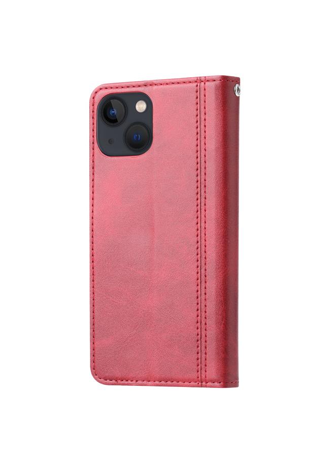 S-TOP Case For iPhone 14 Plus Calf Texture Double Fold Clasp Horizontal Flip Leather Case - Image 3
