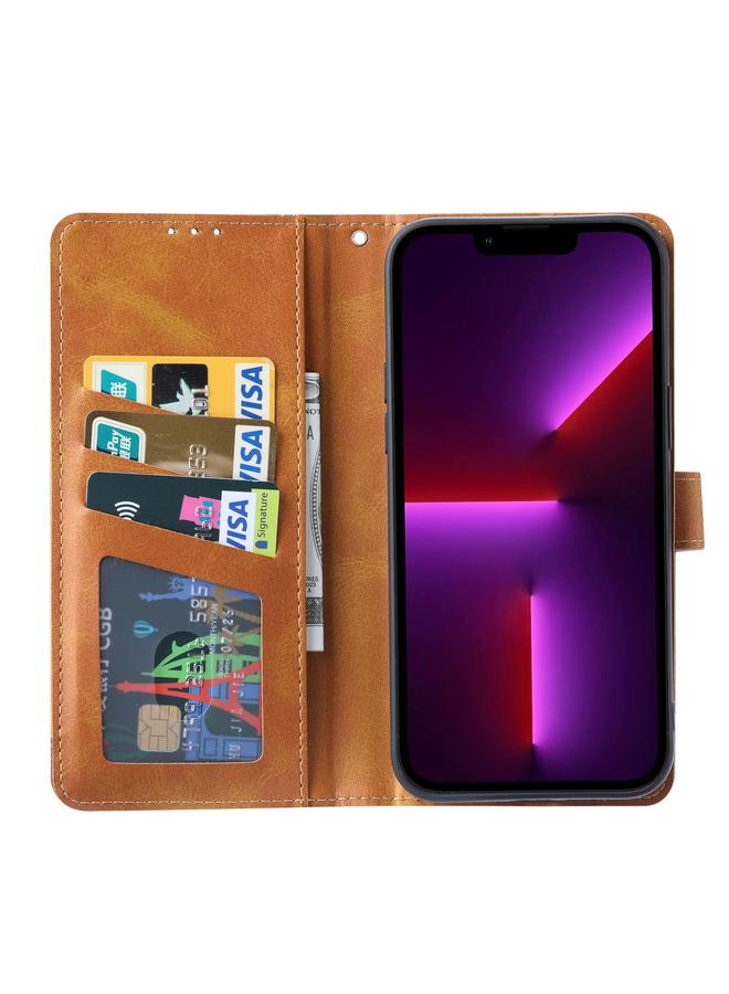 S-TOP Case For iPhone 14 Plus Calf Texture Double Fold Clasp Horizontal Flip Leather Case - Image 4