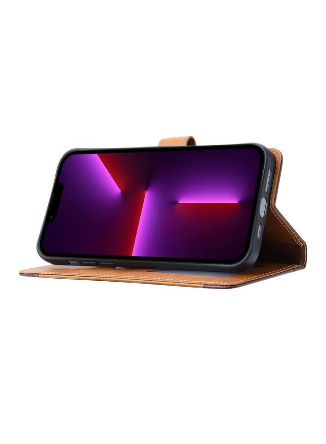 S-TOP Case For iPhone 14 Plus Calf Texture Double Fold Clasp Horizontal Flip Leather Case - Image 5