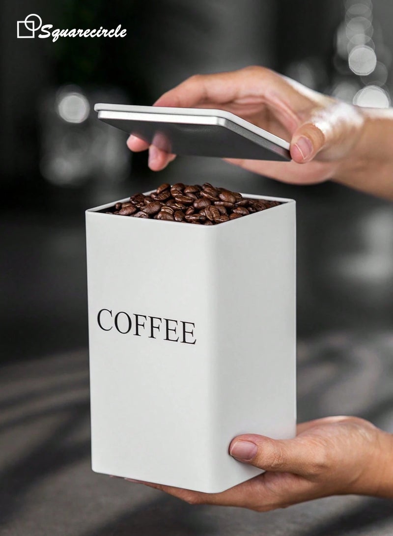 Squarecircle Coffee Tea Sugar Storage Canister Set – 3PCS Kitchen Storage Jars with Bamboo Lids, Modern Countertop Organizer（WHITE） - Image 3