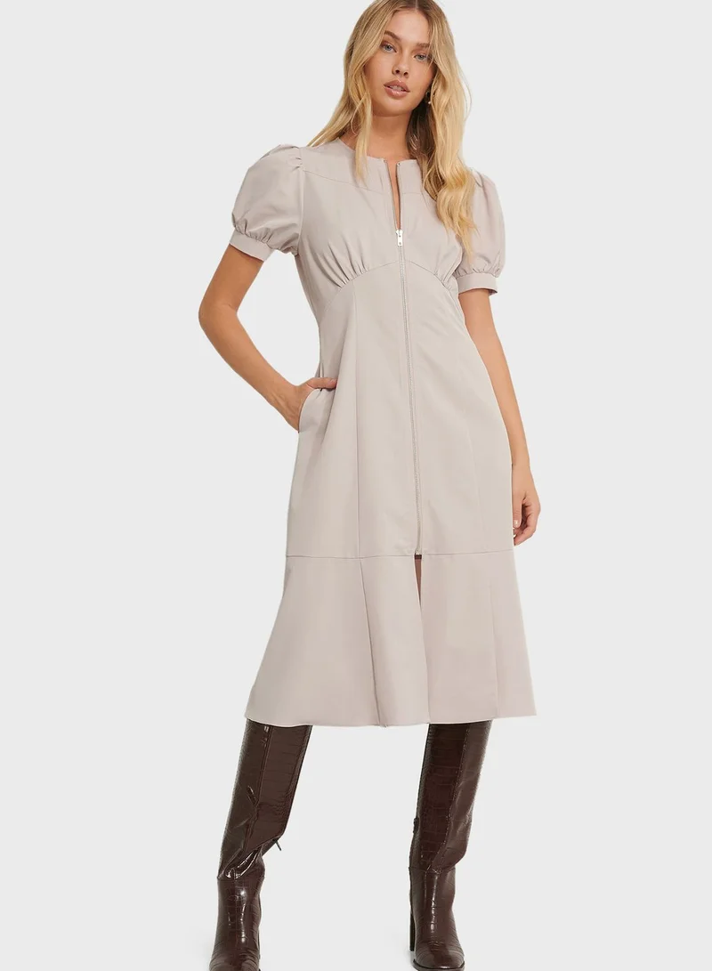 NA-KD Front Zip Detail Midi Dress
