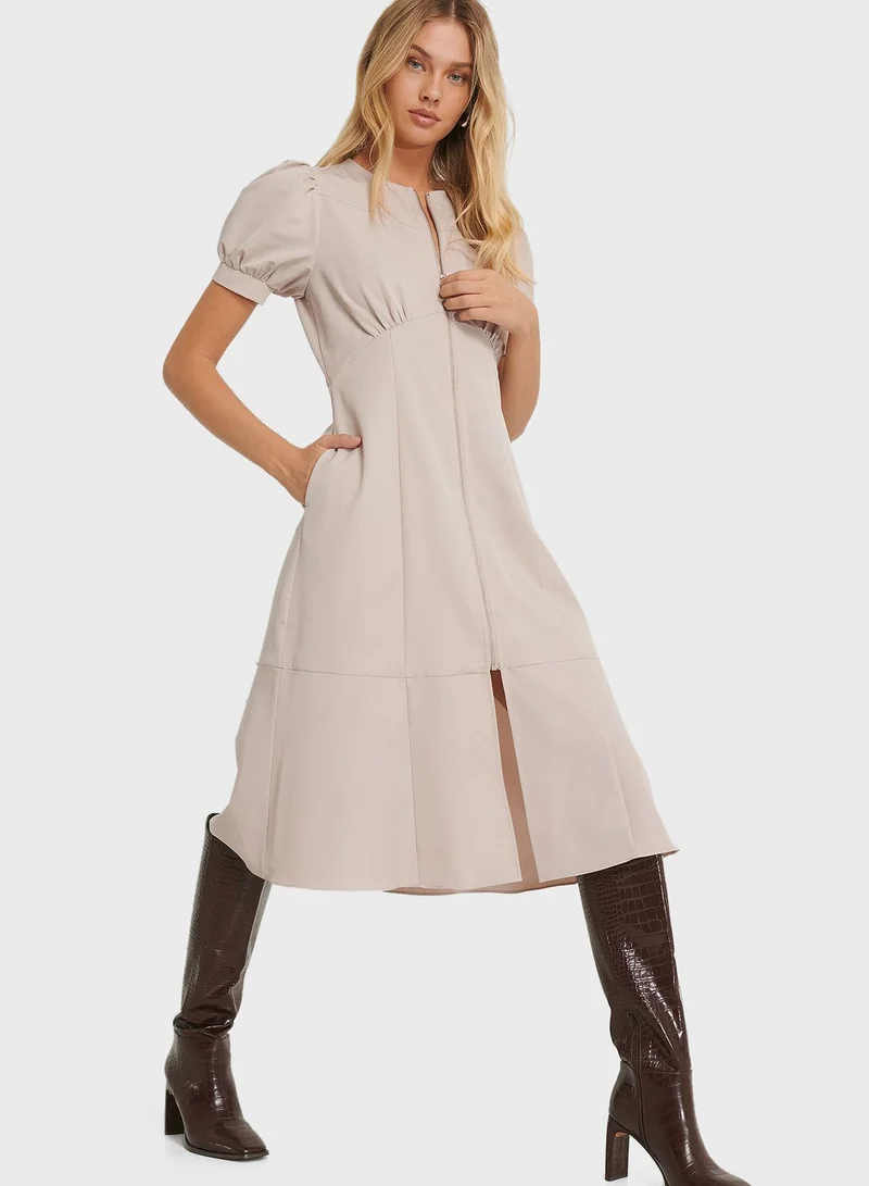 NA-KD Front Zip Detail Midi Dress