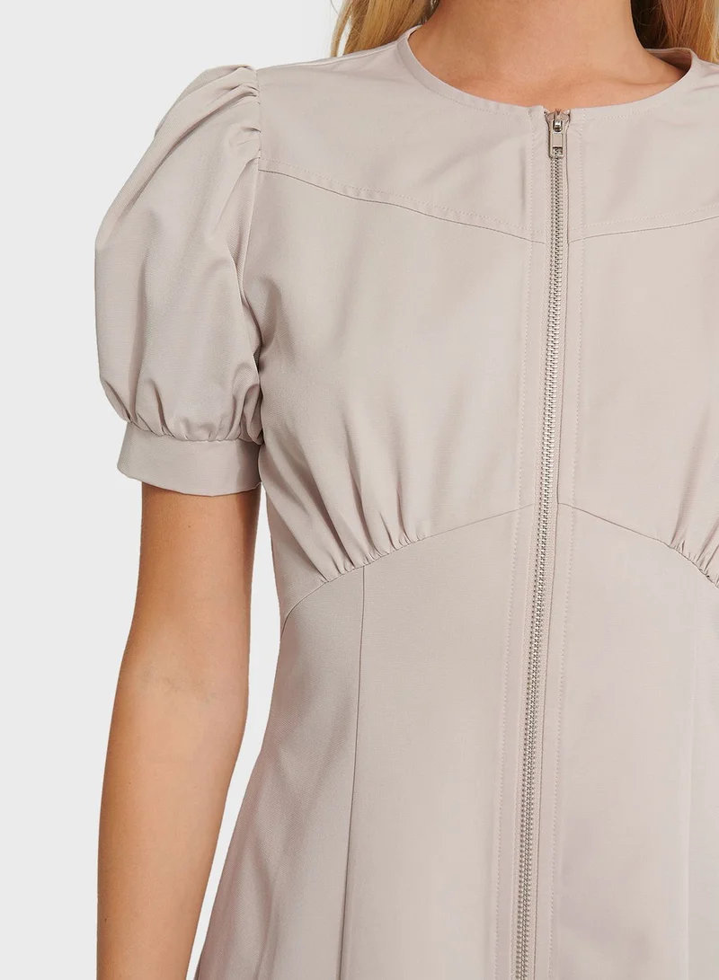 NA-KD Front Zip Detail Midi Dress