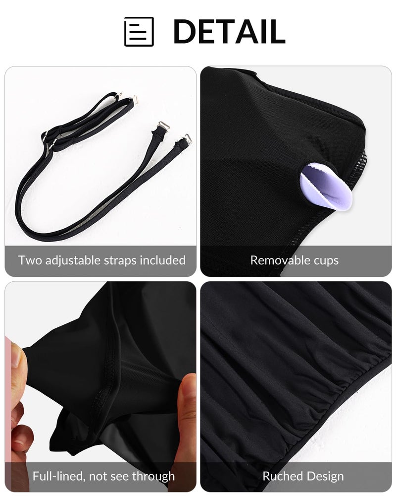 Yonique Womens Strapless One Piece Swimsuit Tummy Control Bandeau Bathing Suits Slimming Twist Front Swimwear Black L - Image 5