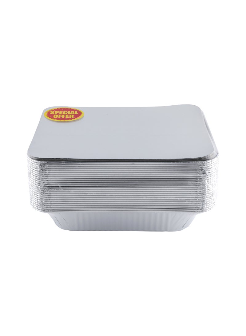Richoos Aluminum Disposable Container 73365 with Lid 25pcs– Sturdy and Food-Safe for Baking, Storing, and Serving, Ideal for Home and Commercial Use - Image 1