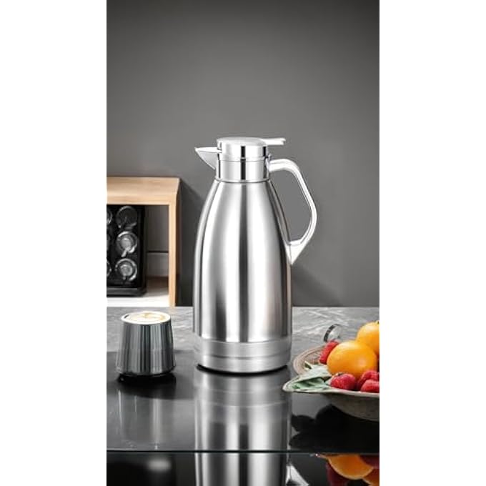 ريحني إبريق القهوة الحراري من الفولاذ المقاوم للصدأ معزول للتفريغ ومقاومة للرش وتحكم في درجة الحرارة طويلة الأمد للاستخدام المنزلي أو المكتبي - Image 3