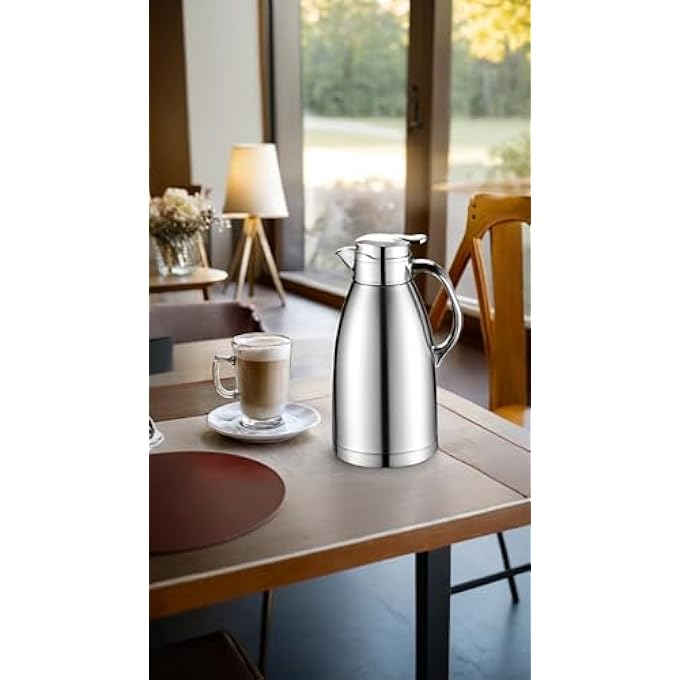 ريحني إبريق القهوة الحراري من الفولاذ المقاوم للصدأ معزول للتفريغ ومقاومة للرش وتحكم في درجة الحرارة طويلة الأمد للاستخدام المنزلي أو المكتبي - Image 2