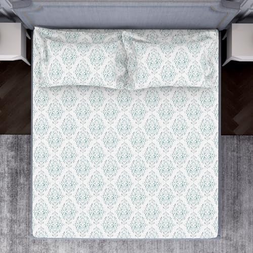 Welspun 132 Tc 100% Cotton Bedsheet for Double Bed with 2 Pillow Cover | Breathable & Soft King Size Bedsheet | (108 X 108 Inch) - Light Green| Serene - Image 3