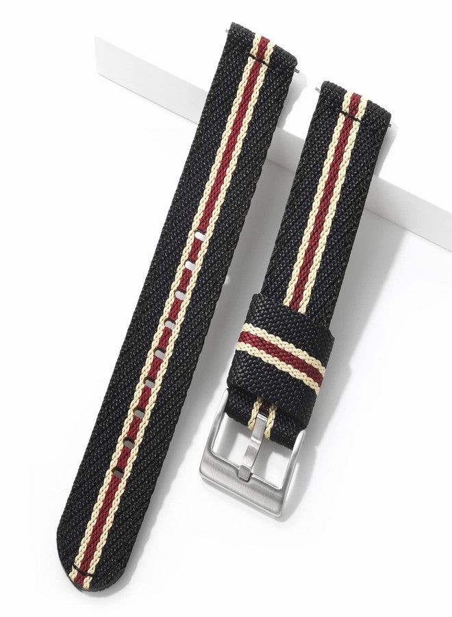 Tactical Frog 20mm 22mm Quick Released Nylon Watch band with Stainless Steel Buckle, Two-Piece Waterproof Nylon Watch Strap for Men & Women(20mm, Blackkhaki) - Image 1