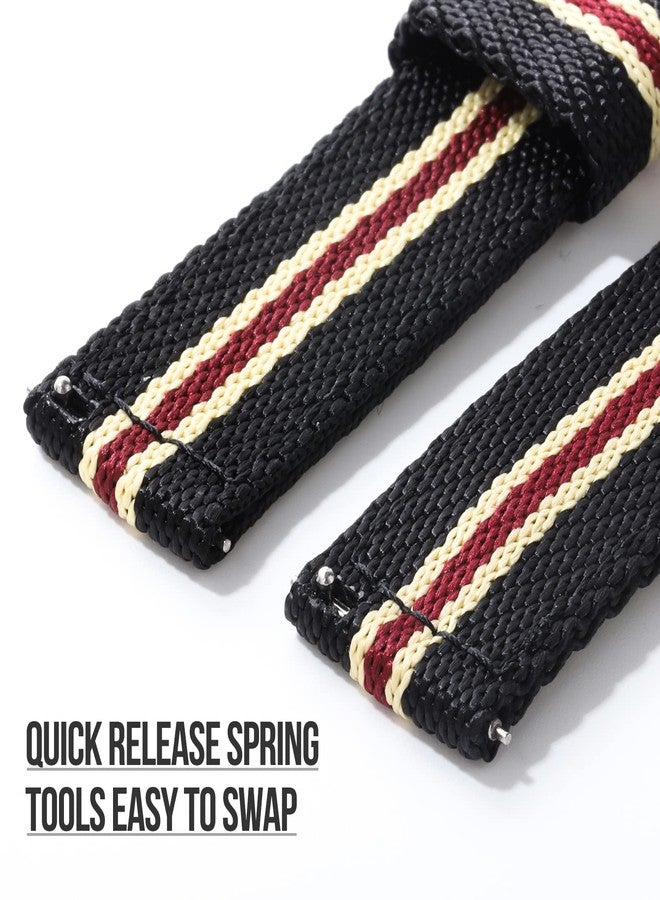 Tactical Frog 20mm 22mm Quick Released Nylon Watch band with Stainless Steel Buckle, Two-Piece Waterproof Nylon Watch Strap for Men & Women(20mm, Blackkhaki) - Image 2