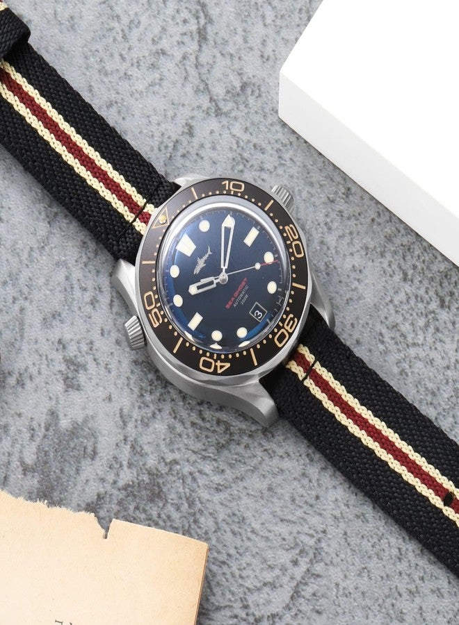 Tactical Frog 20mm 22mm Quick Released Nylon Watch band with Stainless Steel Buckle, Two-Piece Waterproof Nylon Watch Strap for Men & Women(20mm, Blackkhaki) - Image 3