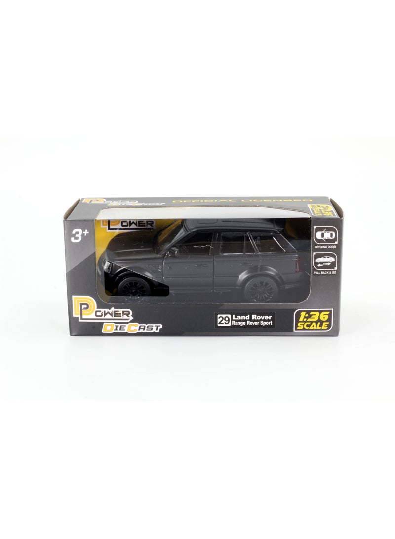D-Power 1:36 Diecast Land Rover Range Rover Sport – Matte Black, Pull Back, Collectible SUV Model Car - Image 4