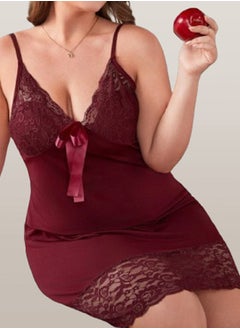 MANIKAN Women's hot short lingerie dress with lace edges and a bow without sleeves  - Image 4
